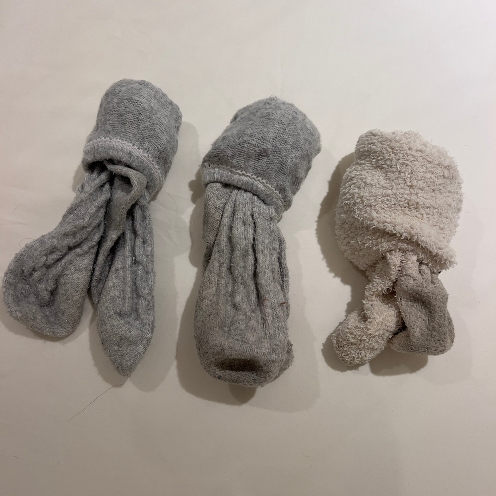 Unbranded Cozy Winter Sock Bundle Grey Cable Knit and Cream Fuzzy 3 Pairs‎